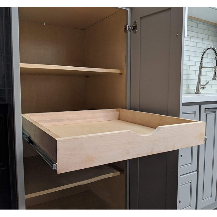 Rebrilliant Kynlee Rebrilliant Kitchen Slide Out Wood Drawer 15"/ 18" x21" Shelf Pull